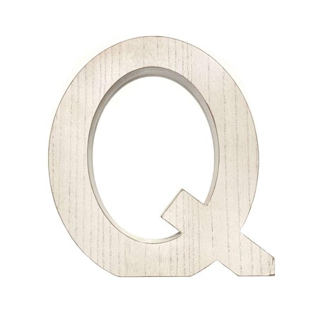 Palacedesigns 16 in. Distressed Wooden Initial Letter Q Sculpture, White Wash PA3103485